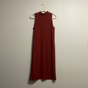 Burnt orange ZARA midi straight dress